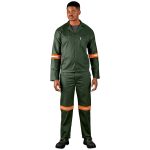 Acid Resistant Polycotton Conti Suit - Reflective Arm, Legs & Back - Orange Tape - Image 3
