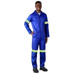 Safety Polycotton Boiler Suit - Reflective Arms Legs & Back - Yellow Tape - Image 3