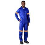 Safety Polycotton Boiler Suit - Reflective Arms Legs & Back - Orange Tape - Image 2