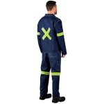 Cast Premium 100% Cotton Denim Jacket - Reflective Arms & Back - Yellow Tape - Image 3
