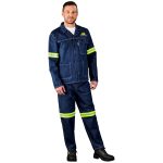 Cast Premium 100% Cotton Denim Jacket - Reflective Arms & Back - Yellow Tape - Image 10