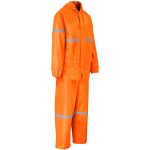Outdoor Hi-Viz Reflective Polyester/PVC Rainsuit - Orange - Image 4