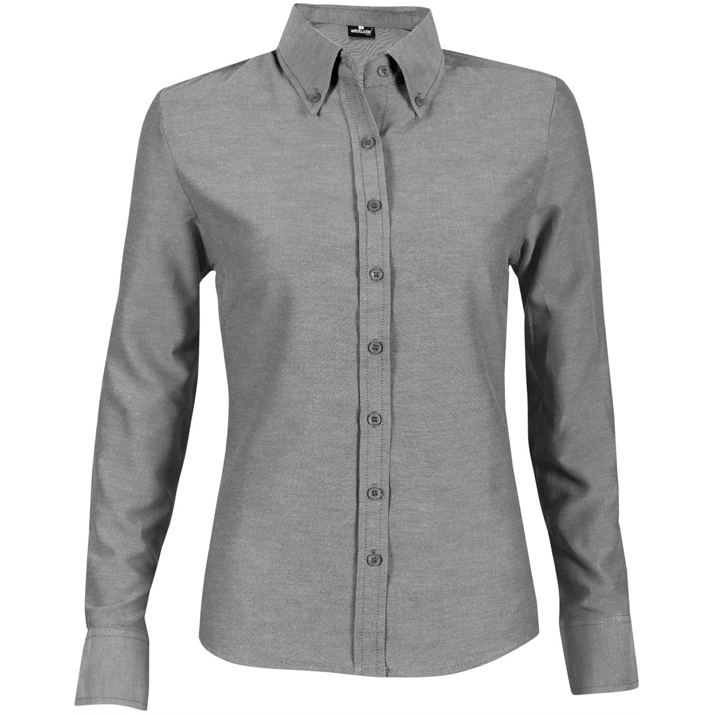 Ladies Long Sleeve Oxford Shirt - Charcoal Ladies Long Sleeve Oxford Shirt - Charcoal - Image 1