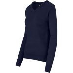 Ladies Long Sleeve Peru V-Neck Jersey - Navy - Image 3