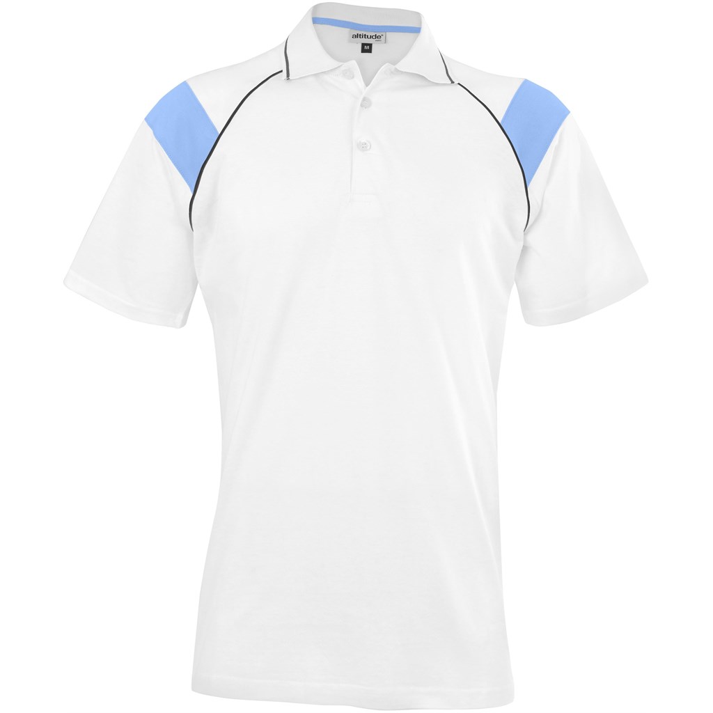 Mens Score Golf Shirt - White Light Blue Mens Score Golf Shirt - White Light Blue - Image 1