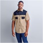 Mens Short Sleeve Serengeti 2-Tone Bush Shirt - Image 5