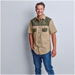 Mens Short Sleeve Serengeti 2-Tone Bush Shirt - Image 3