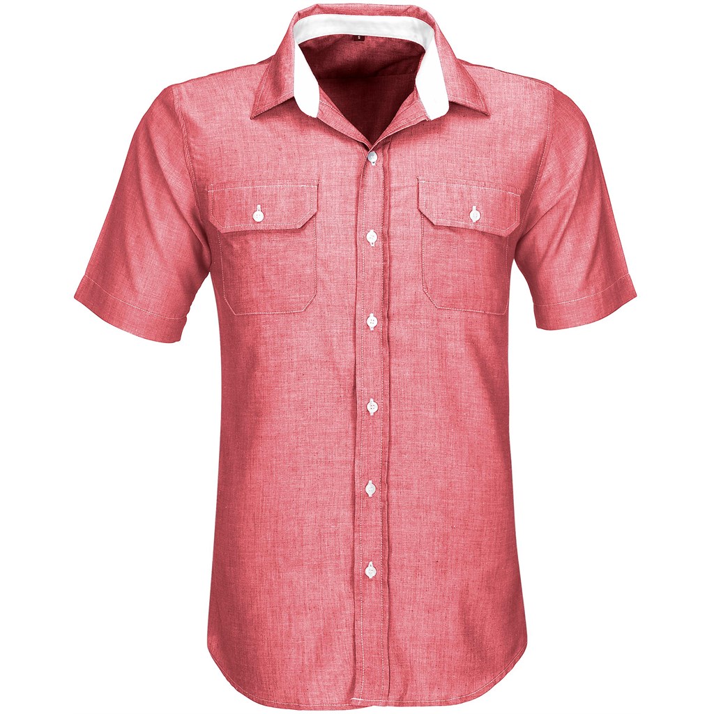 Mens Short Sleeve Windsor Shirt - Red Mens Short Sleeve Windsor Shirt - Red - Image 1