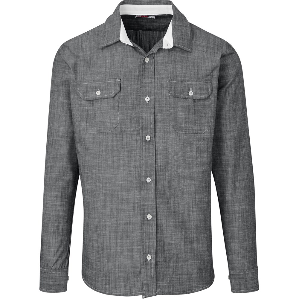 Mens Long Sleeve Windsor Shirt - Grey Mens Long Sleeve Windsor Shirt - Grey - Image 1