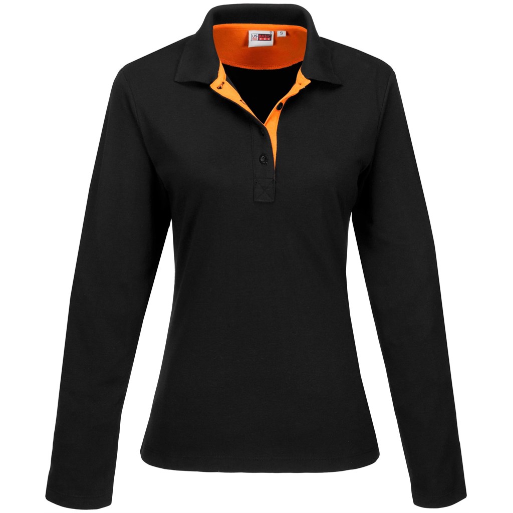 Ladies Long Sleeve Solo Golf Shirt - Orange Ladies Long Sleeve Solo Golf Shirt - Orange - Image 1