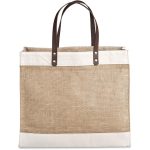 Okiyo Reza Jute & Cotton Tote with Leather Handles - Image 3
