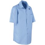 Mens Short Sleeve Micro Check Shirt - Light Blue - Image 3