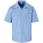 Mens Short Sleeve Micro Check Shirt - Light Blue