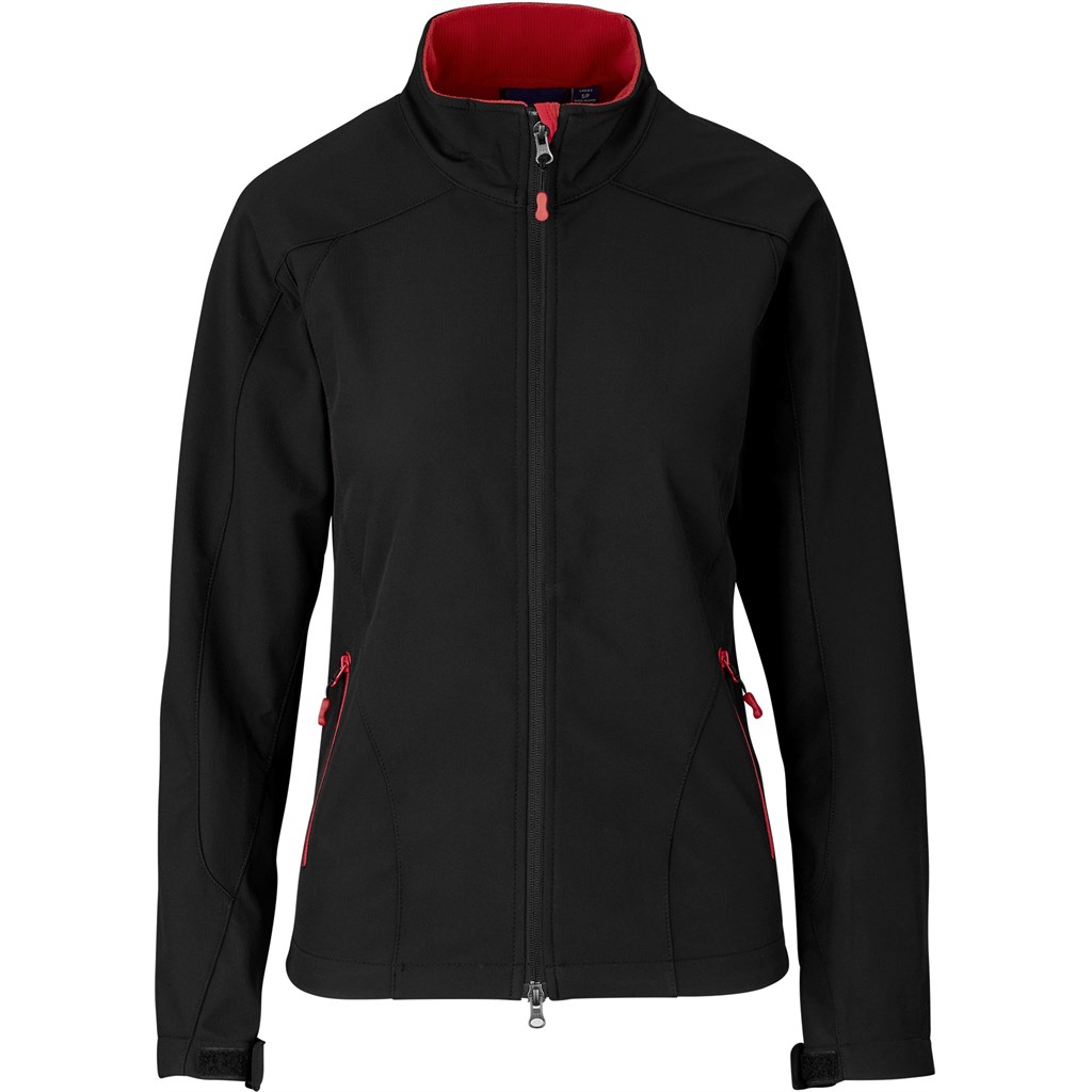 Ladies Geneva Softshell Jacket - Black Red Ladies Geneva Softshell Jacket - Black Red - Image 1