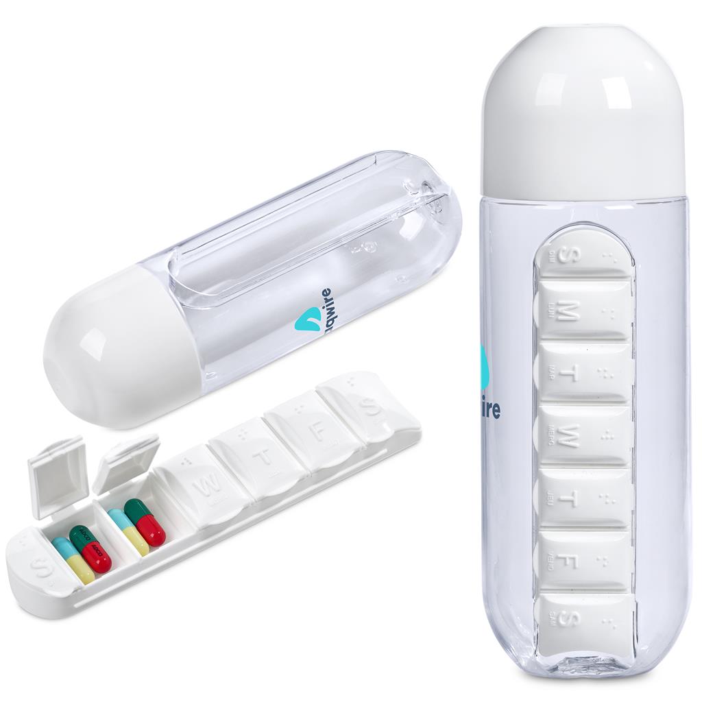 Altitude Vita-Stream Pill Box Plastic Water Bottle - 600ml Altitude Vita-Stream Pill Box Plastic Water Bottle - 600ml - Image 1