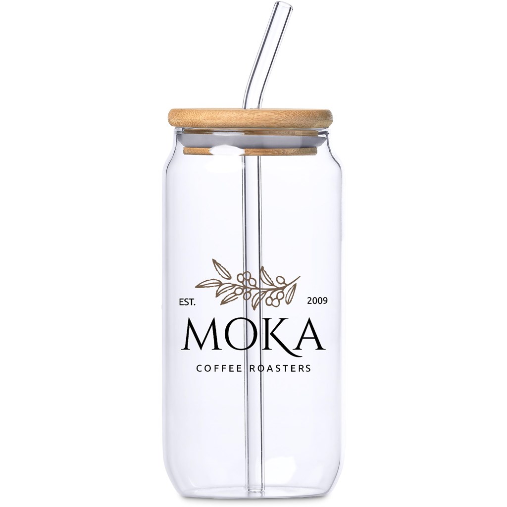 Okiyo Natsu Glass & Bamboo Tumbler & Straw - 500ml Okiyo Natsu Glass & Bamboo Tumbler & Straw - 500ml - Image 1