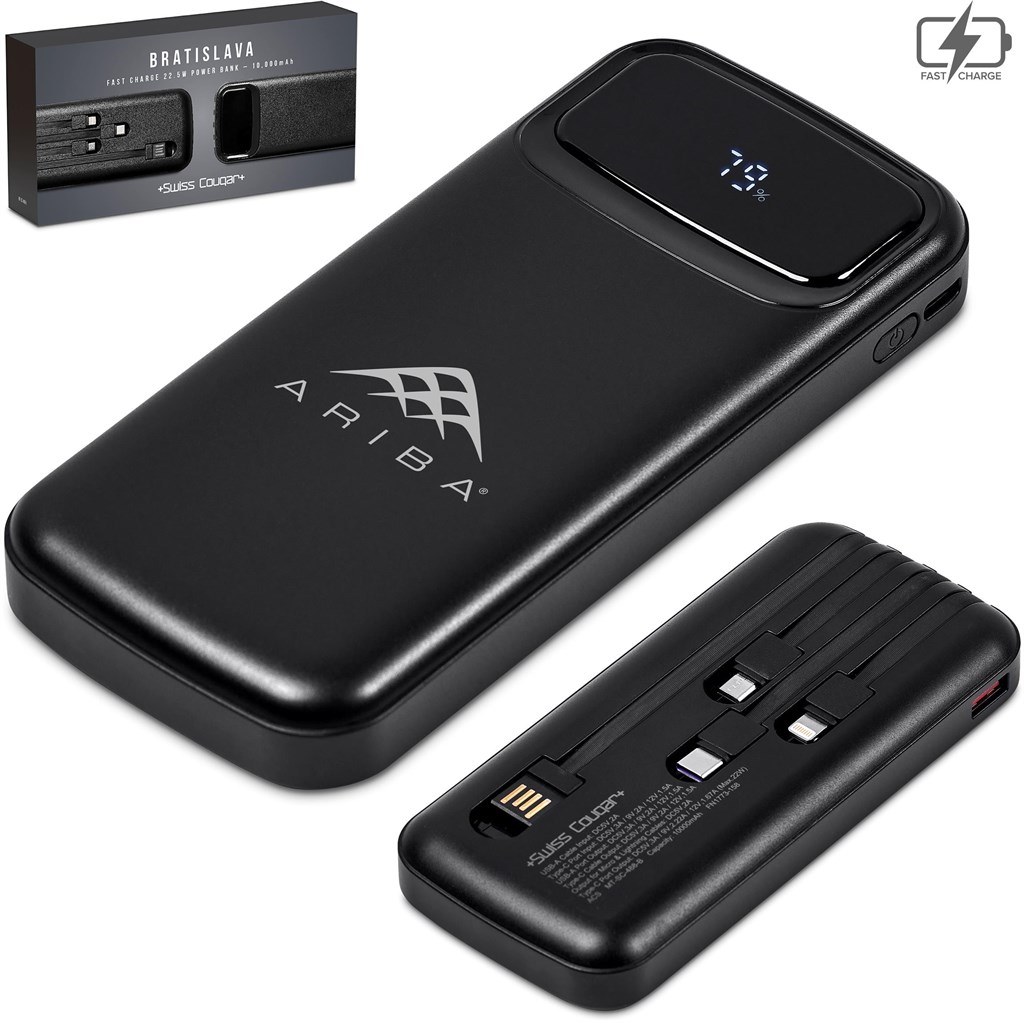 Swiss Cougar Bratislava Fast Charge 22.5W Power Bank - 10,000mAh Swiss Cougar Bratislava Fast Charge 22.5W Power Bank - 10,000mAh - Image 1
