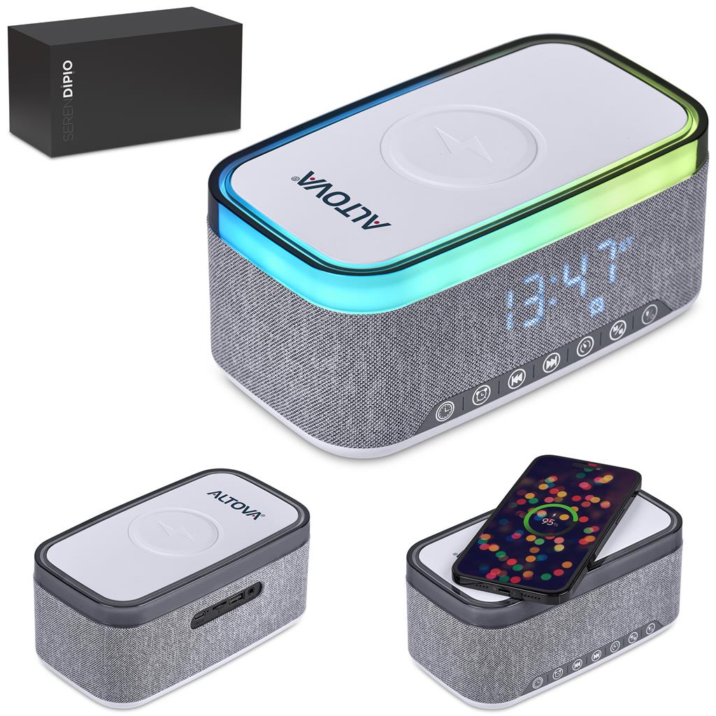 Serendipio Cumberland 10W Bluetooth Speaker Wireless Charger & Clock Serendipio Cumberland 10W Bluetooth Speaker Wireless Charger & Clock - Image 1