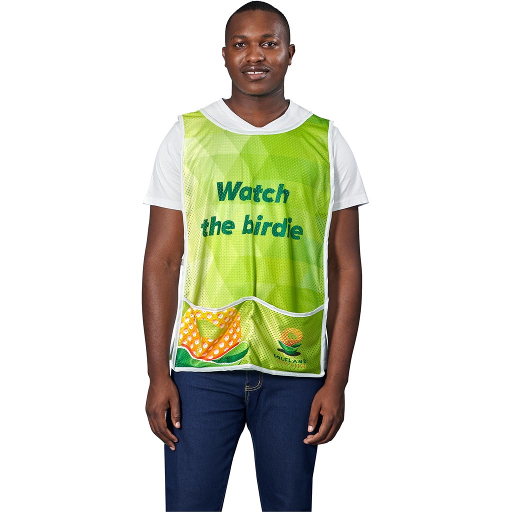 Pre-Printed Sample Hoppla Jackal Polyester Caddy Bib with PVC Name Sleeve Pre-Printed Sample Hoppla Jackal Polyester Caddy Bib with PVC Name Sleeve - Image 1