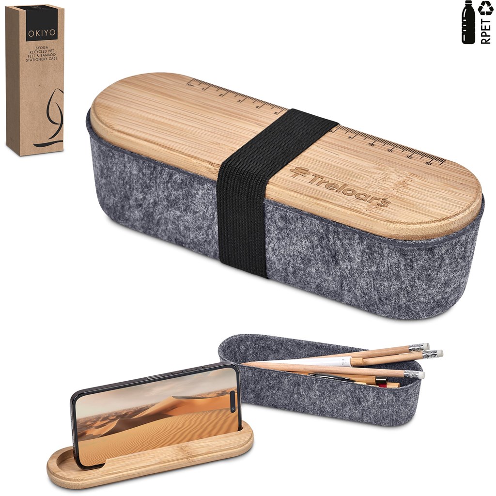 Okiyo Byoga Recycled PET Felt & Bamboo Stationery Case Okiyo Byoga Recycled PET Felt & Bamboo Stationery Case - Image 1