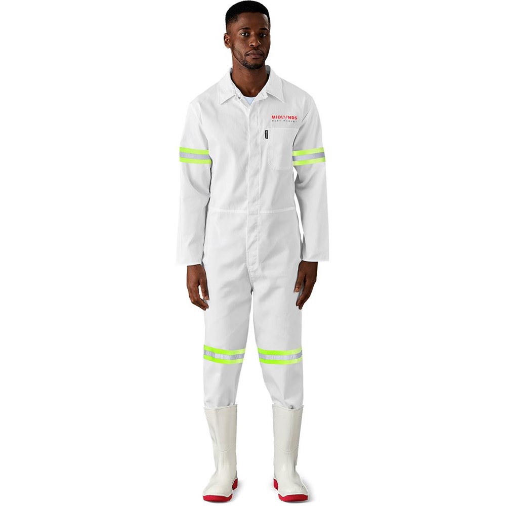 Safety Polycotton Boiler Suit - Reflective Arms & Legs - Yellow Tape Safety Polycotton Boiler Suit - Reflective Arms & Legs - Yellow Tape - Image 1