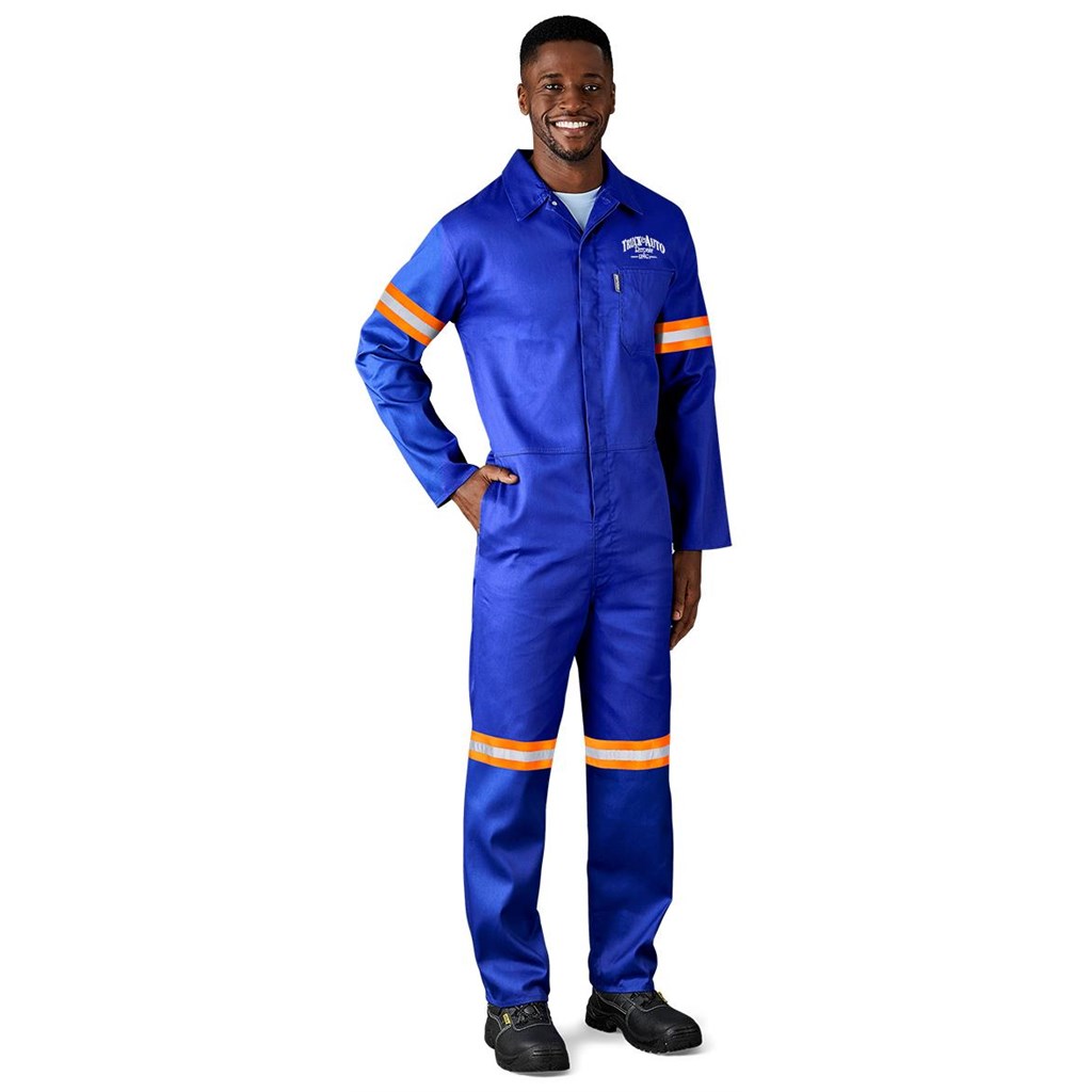 Safety Polycotton Boiler Suit - Reflective Arms & Legs - Orange Tape Safety Polycotton Boiler Suit - Reflective Arms & Legs - Orange Tape - Image 1