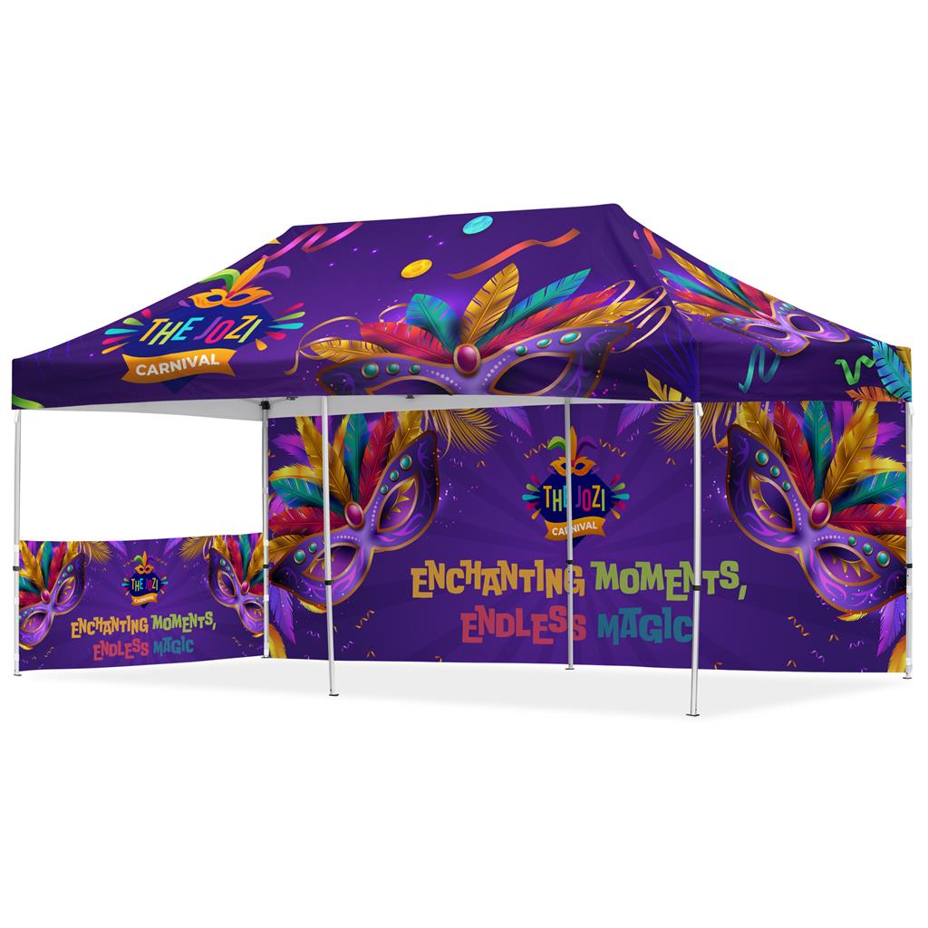 Coated Steel Sublimated Gazebo 6m x 3m - 1 Short Half-Wall Skin - 1 Long Full Wall Skin Coated Steel Sublimated Gazebo 6m x 3m - 1 Short Half-Wall Skin - 1 Long Full Wall Skin - Image 1