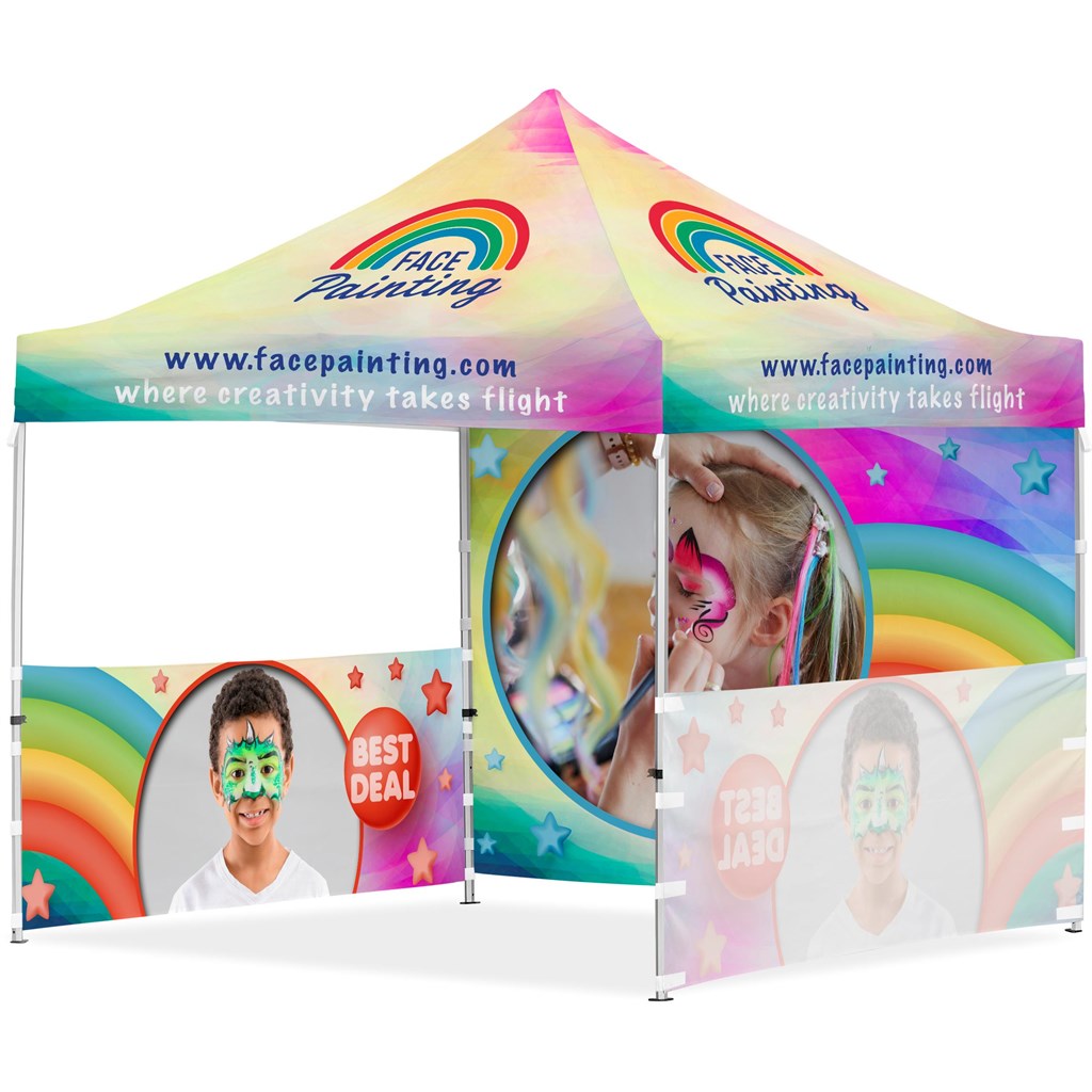 Coated Steel Sublimated Gazebo 3 x 3m - 2 Half-Wall Skins - 1 Full-Wall Skin Coated Steel Sublimated Gazebo 3 x 3m - 2 Half-Wall Skins - 1 Full-Wall Skin - Image 1