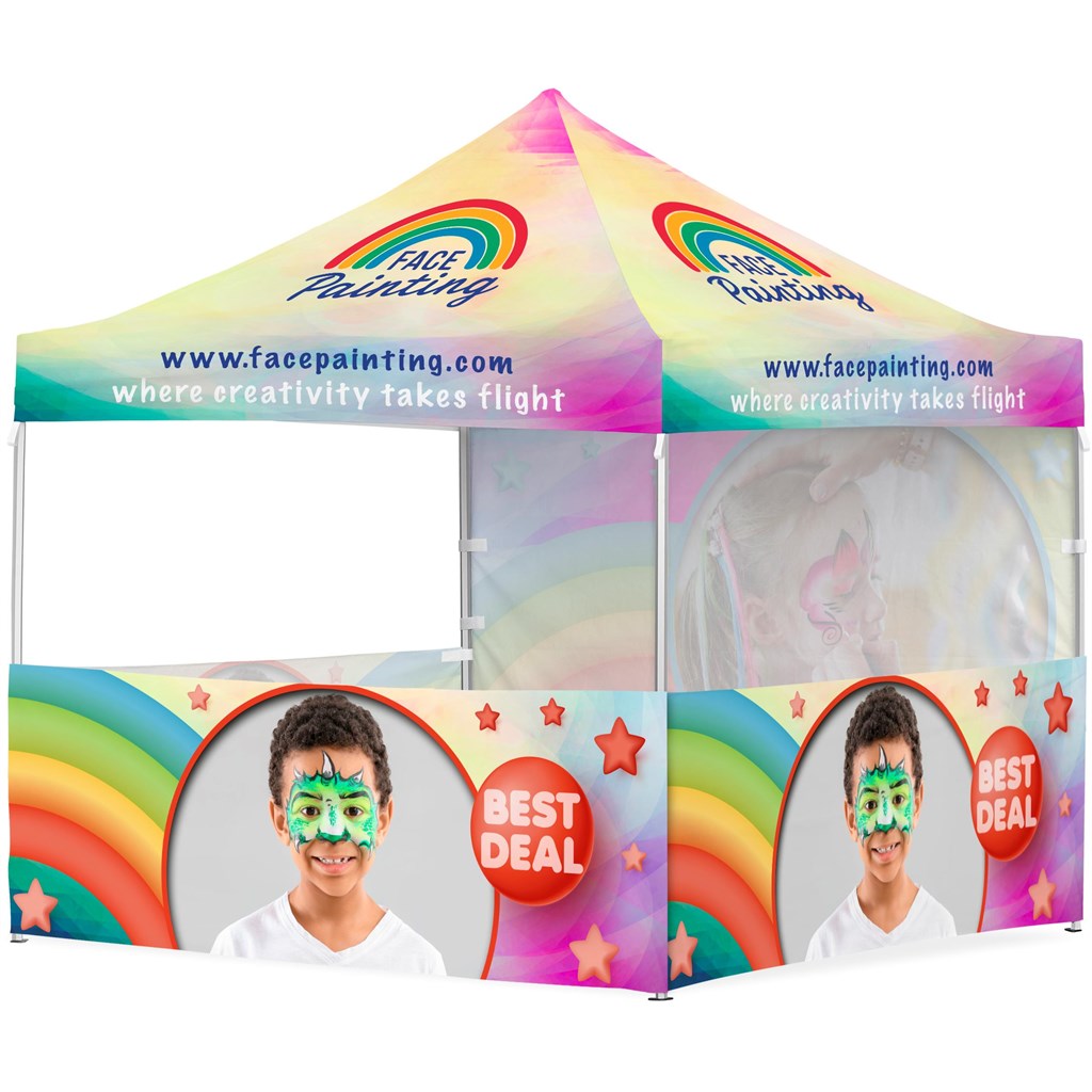 Coated Steel Sublimated Gazebo 3m x 3m - 3 Half-Wall Skins -1 Full-Wall Skin Coated Steel Sublimated Gazebo 3m x 3m - 3 Half-Wall Skins -1 Full-Wall Skin - Image 1
