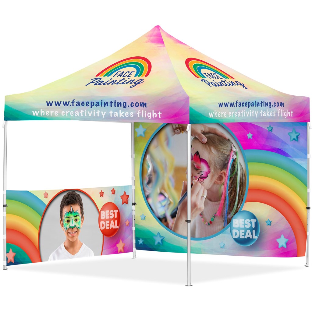 Coated Steel Sublimated Gazebo 3m x 3m - 1 Half-Wall Skin - 1 Full-Wall Skin Coated Steel Sublimated Gazebo 3m x 3m - 1 Half-Wall Skin - 1 Full-Wall Skin - Image 1