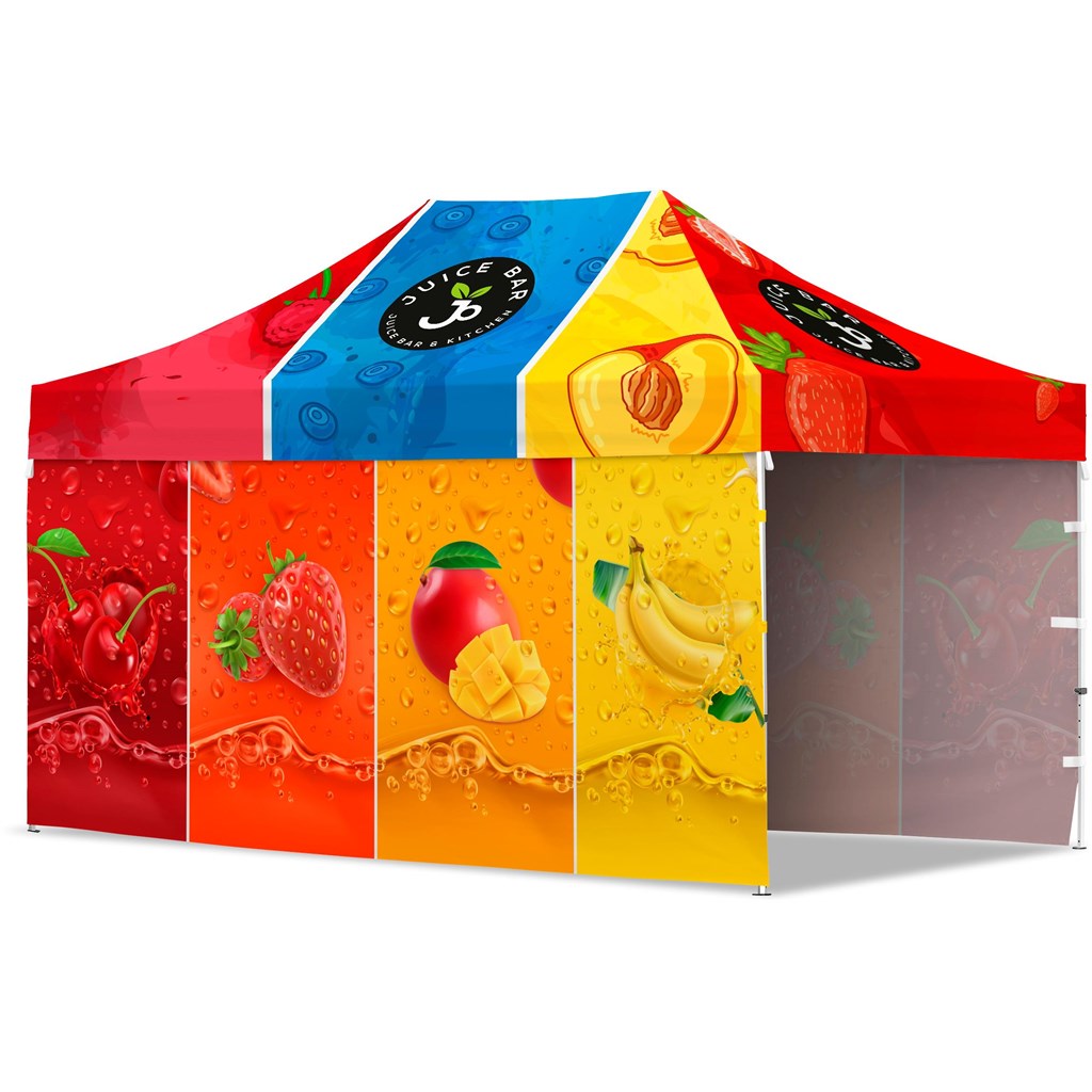 Coated Steel Sublimated Gazebo 4.5 x 3m - 2 Long Full-Wall Skins Coated Steel Sublimated Gazebo 4.5 x 3m - 2 Long Full-Wall Skins - Image 1