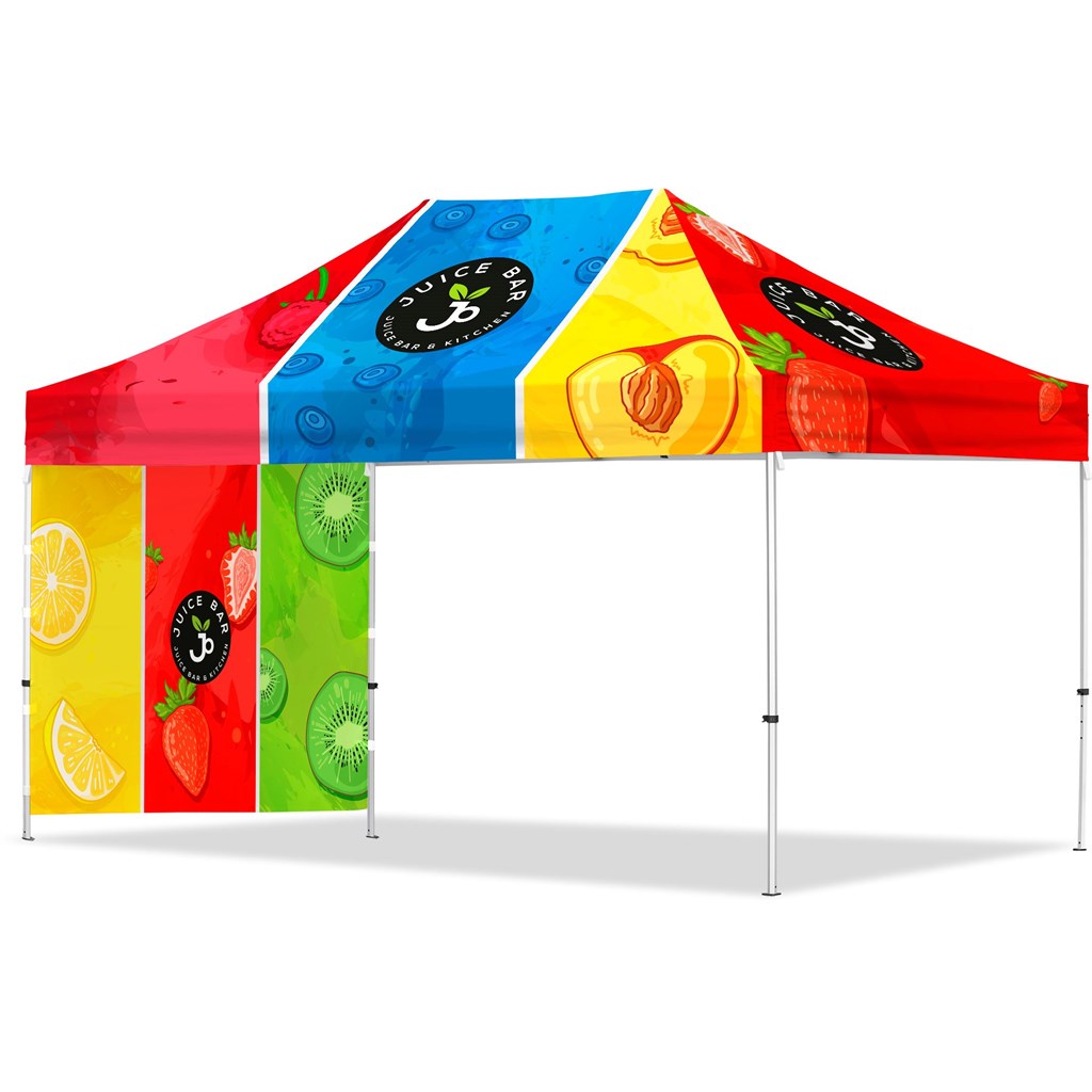 Coated Steel Sublimated Gazebo 4.5m x 3m - 1 Short Full-Wall Skin Coated Steel Sublimated Gazebo 4.5m x 3m - 1 Short Full-Wall Skin - Image 1