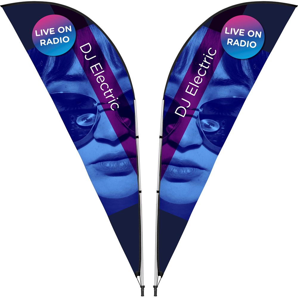 Legend 3M Sublimated Sharkfin Double-Sided Flying Banner - 1 complete unit Legend 3M Sublimated Sharkfin Double-Sided Flying Banner - 1 complete unit - Image 1