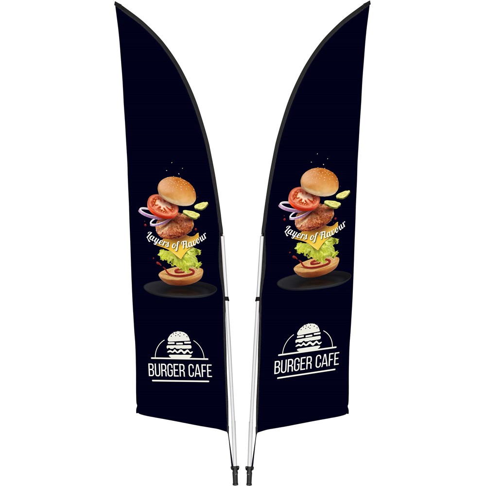 Legend 2M Sublimated Arcfin Double-Sided Flying Banner - 1 complete unit Legend 2M Sublimated Arcfin Double-Sided Flying Banner - 1 complete unit - Image 1