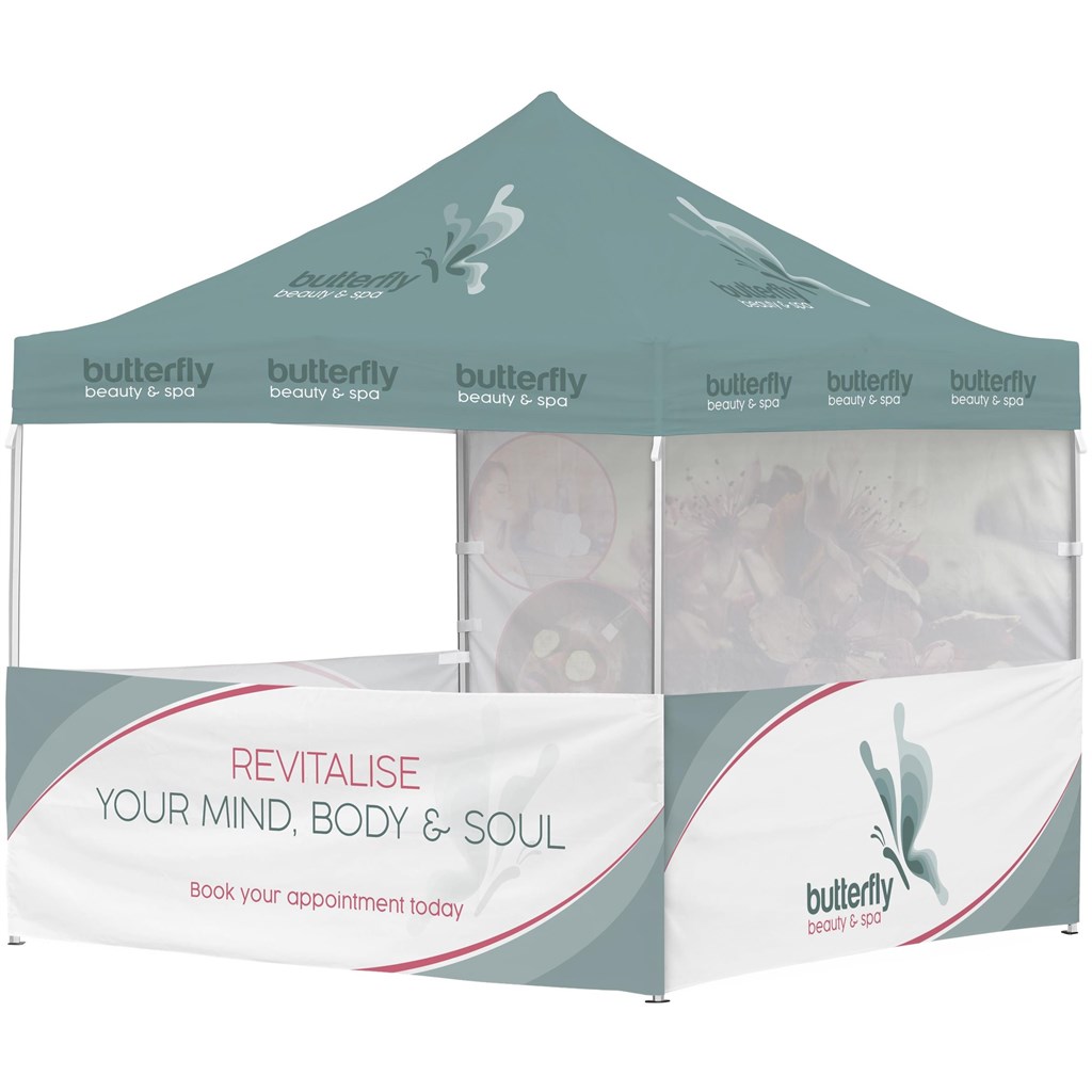 Ovation Sublimated Gazebo 3m X 3m - 3 Half-Wall Skins - 1 Full-Wall Skin Ovation Sublimated Gazebo 3m X 3m - 3 Half-Wall Skins - 1 Full-Wall Skin - Image 1