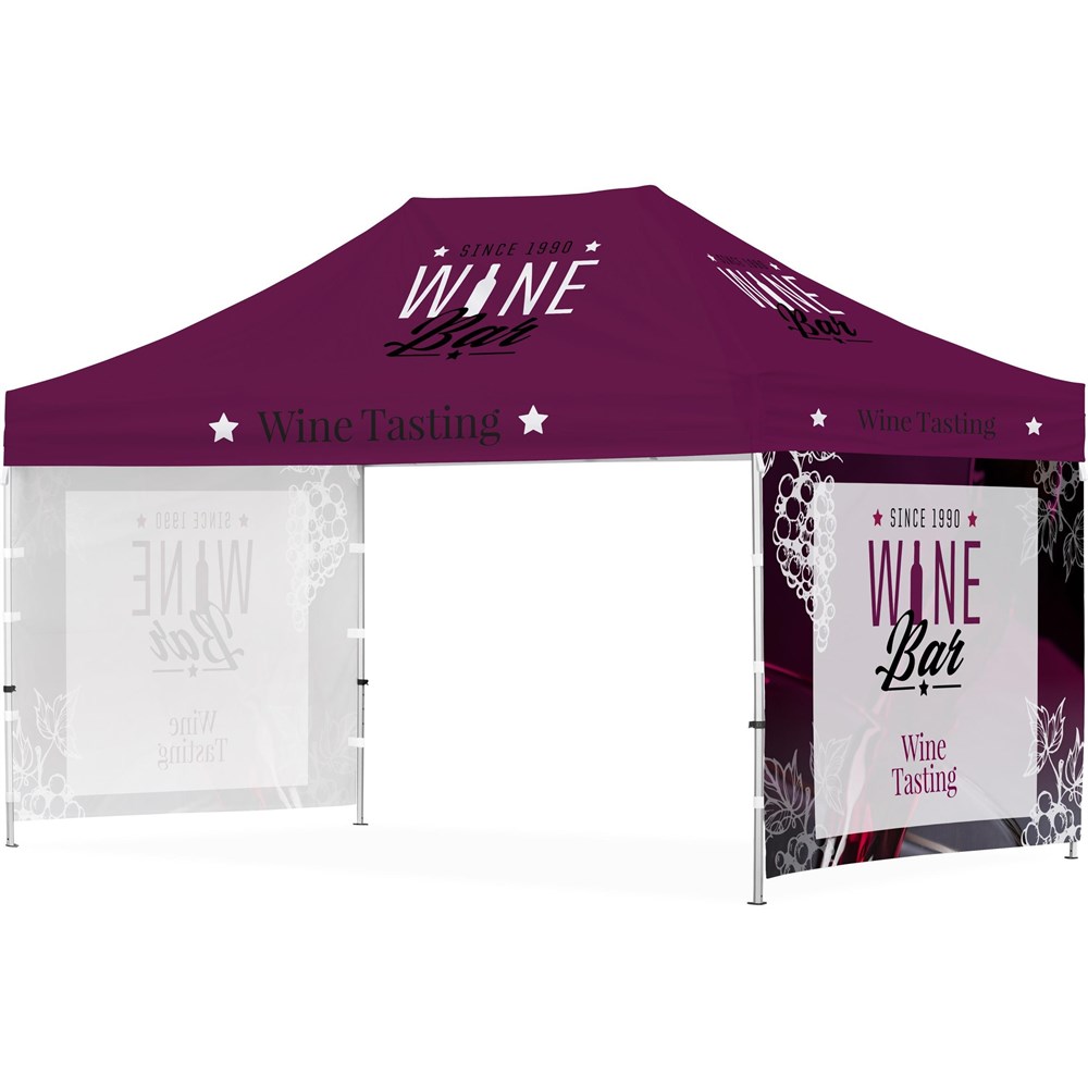 Ovation Sublimated Gazebo 4.5m X 3m - 2 Short Full-Wall Skins Ovation Sublimated Gazebo 4.5m X 3m - 2 Short Full-Wall Skins - Image 1