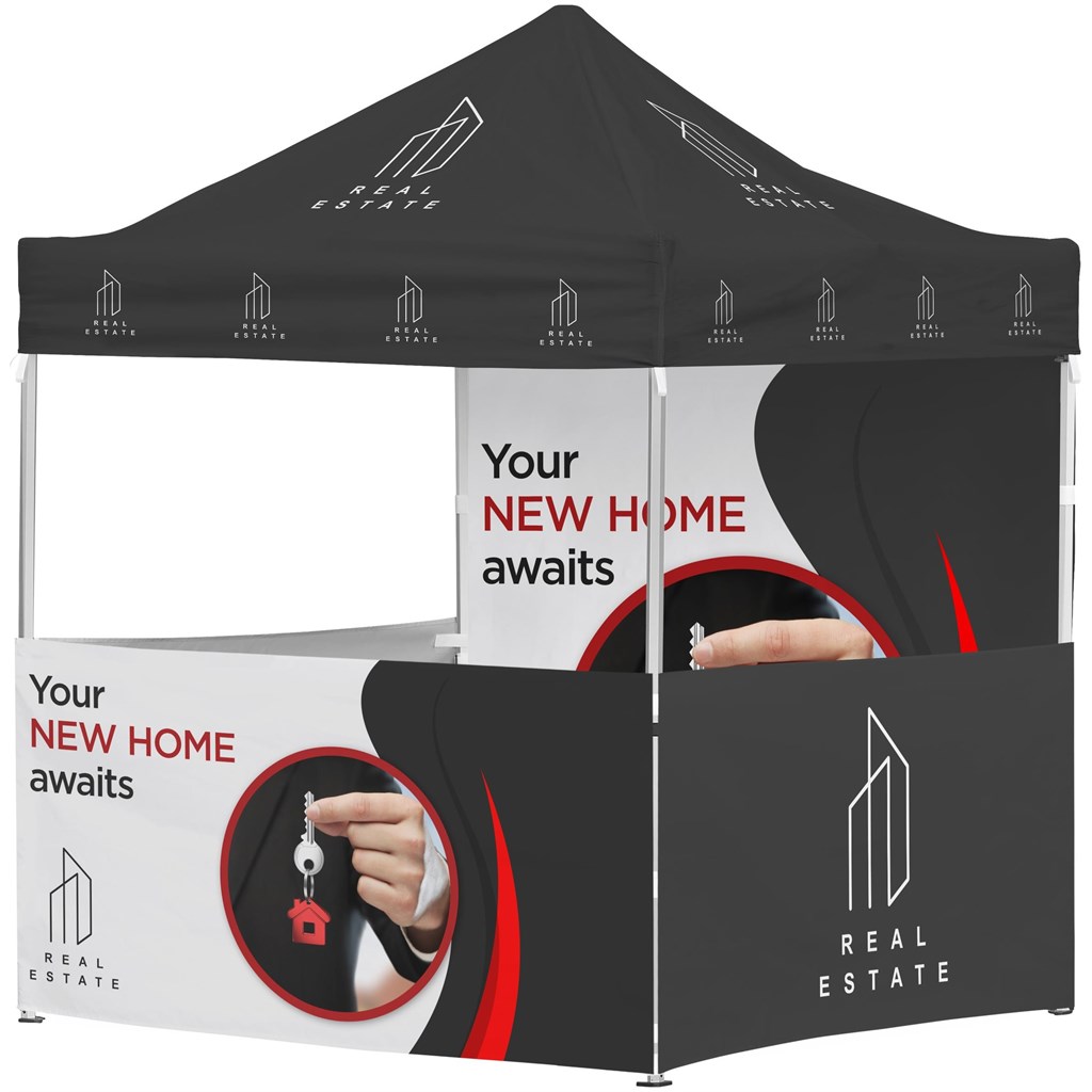 Ovation Sublimated Gazebo 2m X 2m Petite Frame - 3 Half-Wall Skins - 1 Full Wall Skin Ovation Sublimated Gazebo 2m X 2m Petite Frame - 3 Half-Wall Skins - 1 Full Wall Skin - Image 1