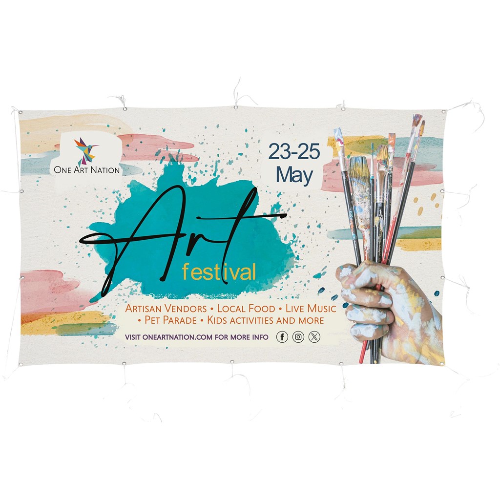 Sublimated Display Fabric Banner 2m x 1.2m Sublimated Display Fabric Banner 2m x 1.2m - Image 1