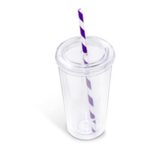 Malibu Double-Wall Plastic Tumbler & Straw - 470ml - Purple - Image 2
