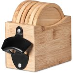 Okiyo Kanpai Bamboo Coaster & Bottle Opener Set - Image 4