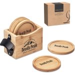 Okiyo Kanpai Bamboo Coaster & Bottle Opener Set - Image 3