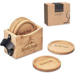 Okiyo Kanpai Bamboo Coaster & Bottle Opener Set - Image 12