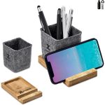 Okiyo Kyadi Recycled PET & Bamboo Desk Caddy Phone Stand - Image 10
