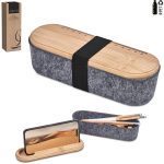 Okiyo Byoga Recycled PET Felt & Bamboo Stationery Case - Image 8